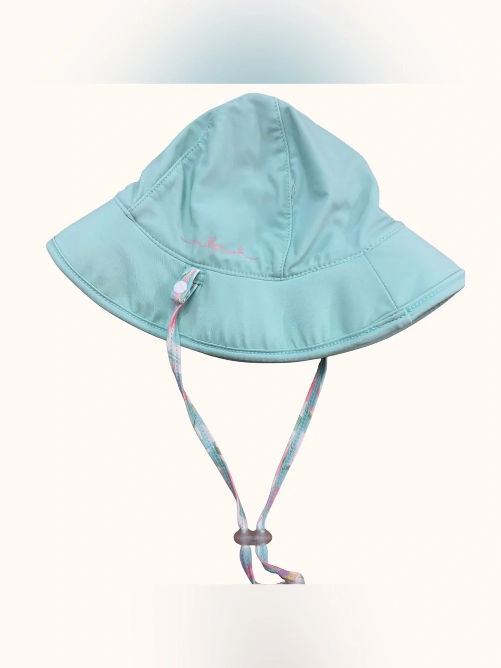 Kids Mint Floral Sun Hat with Chin Strap